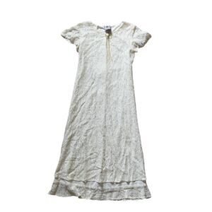Vtg Y2K 2000s White Lace Dress Beaded Bow Sz 14 Communion Cottagecore Church